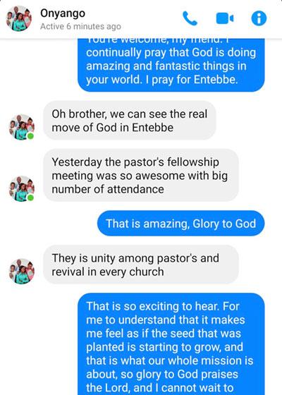Update Text from a Ugandan Pastor